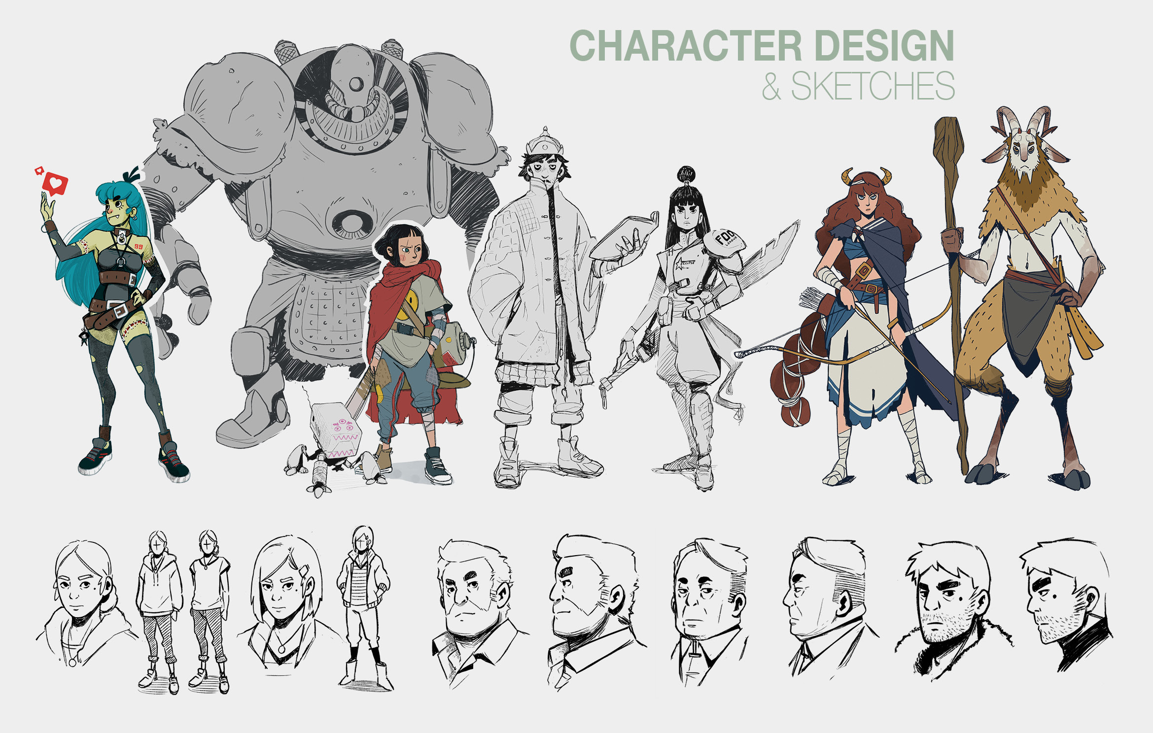 illustration Conceptions et esquisses de personnages fantastiques